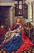 Robert Campin Maria mit dem Jesuskind am Kamin oil